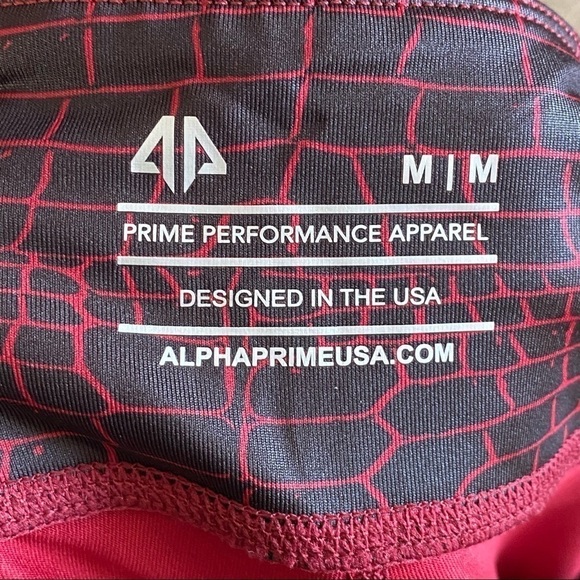 Alpha Prime Apparel Red Black Croc Nile Workout Leggings, Medium - Picture 11 of 13